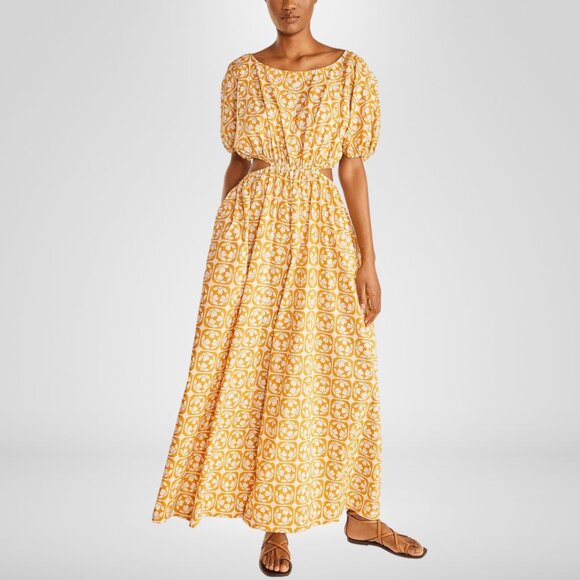 Rebecca Taylor Lattice Fleur Poplin Jumpsuit Pockets Elastic Openings Size 8 - Picture 1 of 8